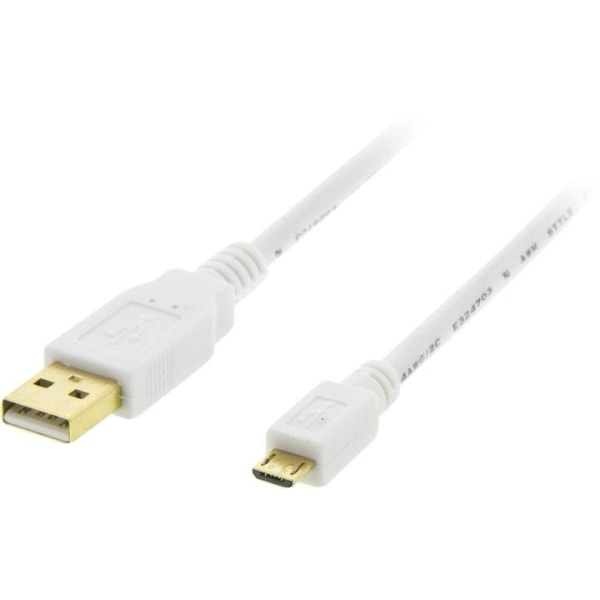 DELTACO USB 2.0 kabel Typ A ha - Typ Micro B ha, 5-pin, 2m, vit