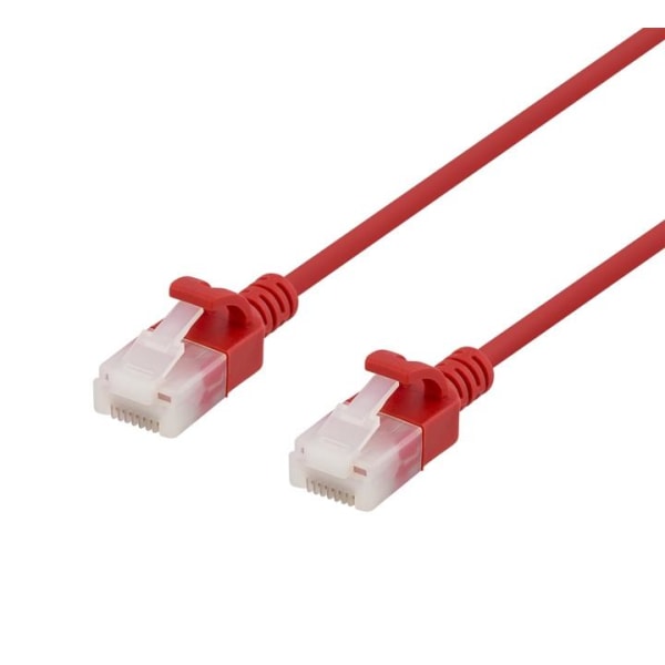 Deltaco U/UTP Cat6a patch cable, slim, 3.5mm diameter, 0.5m, red