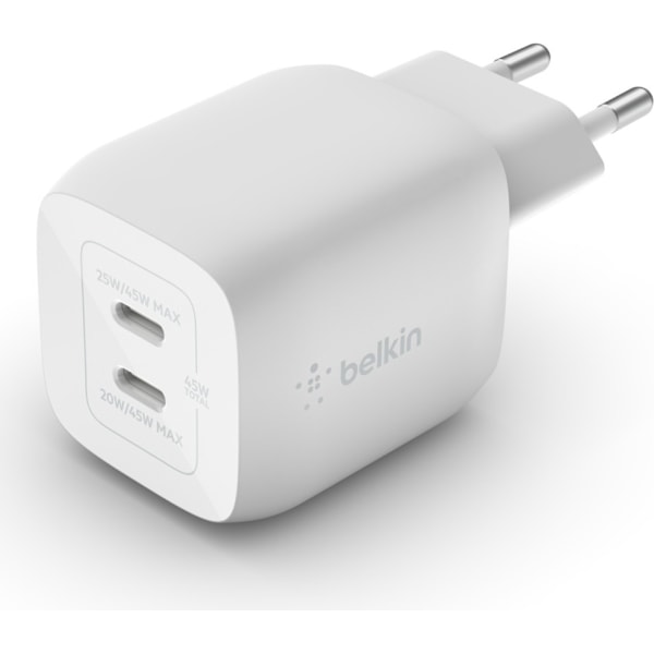Belkin BoostCharge Pro Dual Port USB-C GaN 45W PD 3.0 laddare