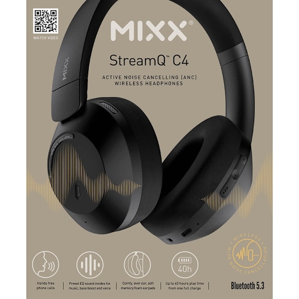 MIXX Høretelefoner C4 ANC Over-Ear Trådløs Sort Svart