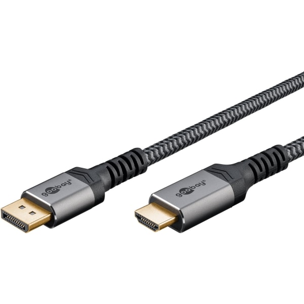 Goobay DisplayPort™ till HDMI™-kabel, 1 m, Sharkskin Grey Displayport™ plugg > HDMI™-kontakt (typ A)