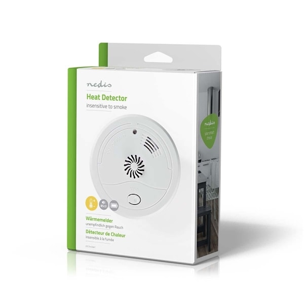 Nedis Värme Alarm | Batteridriven | Batterilängd upp till: 1 år | Med testknapp | 85 dB | ABS | Vit