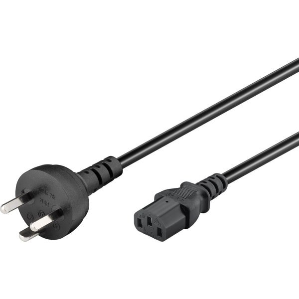 Goobay IEC-kabel Danmark type K, 2 m, sort Danmarks stik (Type K