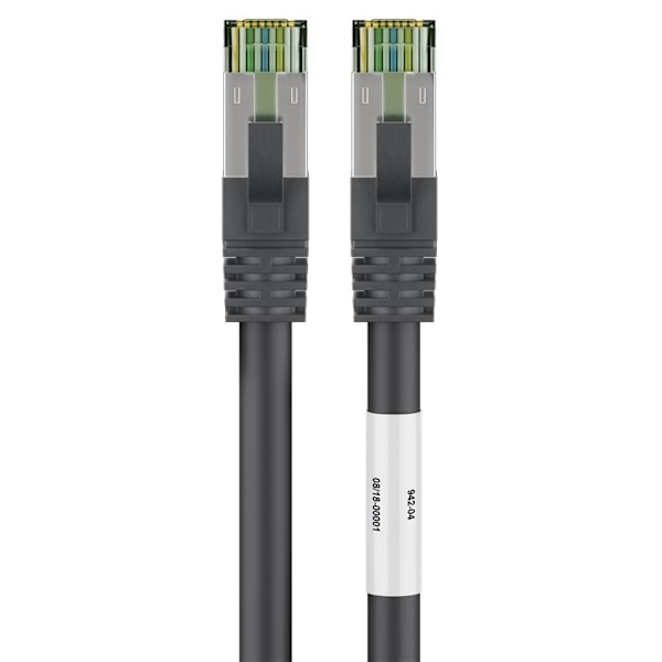 Goobay Patchkabel CAT 8.1, S/FTP (PiMF), svart 99,9 % syrefri kopparledare (OFC), AWG 24, halogenfri kabelhölje (LSZH)