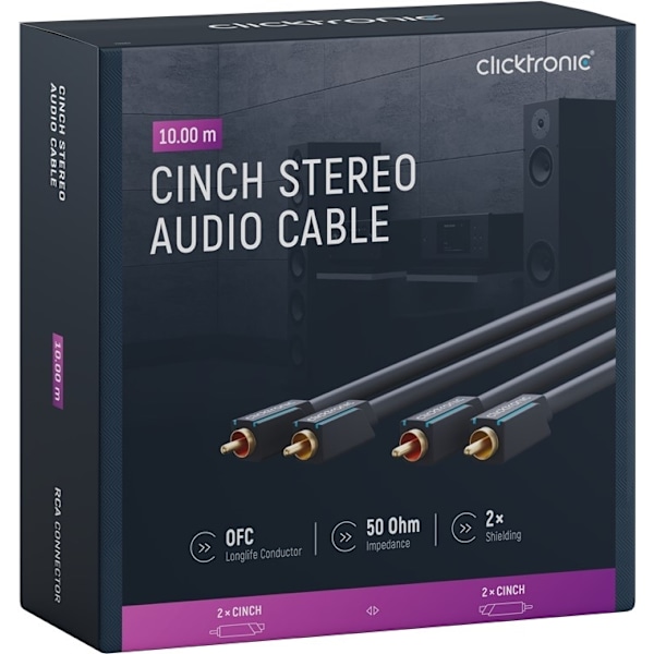 ClickTronic RCA-kaapeli, stereo Premium-kaapeli | 2x RCA-pistoke  2x RC
