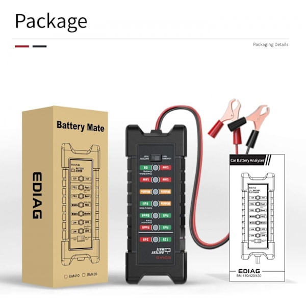 Batteritestare för fordon med LED-Display, 12V/10mA, 24V/30mA