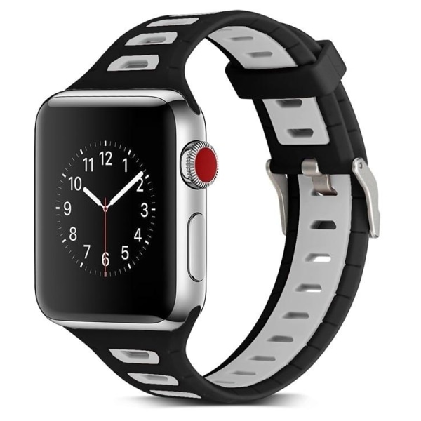 Silikone urrem kompatibel med Apple Watch, 38mm, Sort, Grå