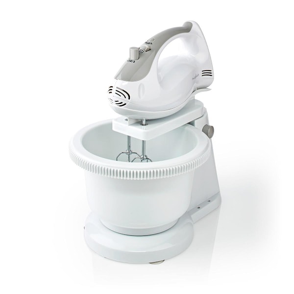 Nedis Hand Mixer | 200 W | 5-hastighedsindstilling | Turbofunktion | Dreje skål / 2 dejkroge / 2 piskeris | Grå / Hvid