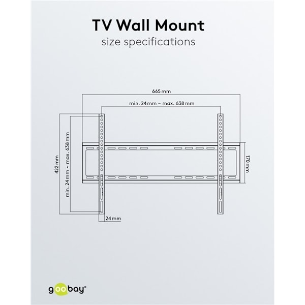 Goobay TV-väggfäste Basic FIXED (L) för TV-apparater från 37 till 70 tum (94-178 cm) upp till 35 kg