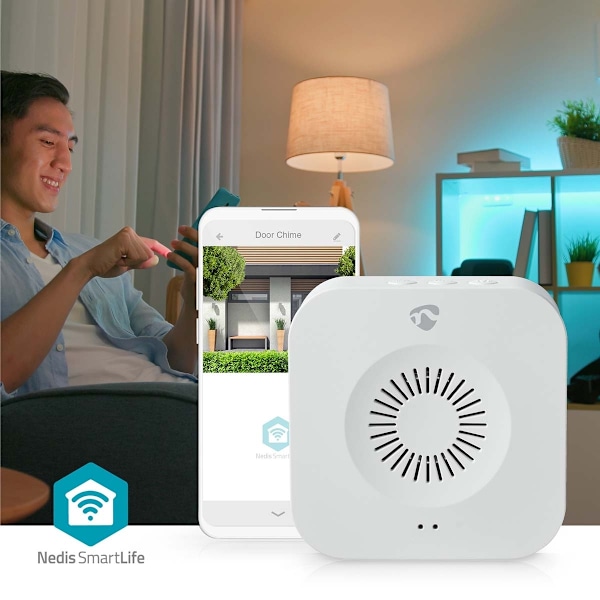 Nedis SmartLife Ringklocka | 433 MHz | Tillbehör till: WIFICDP10GY / WIFICDP30WT / WIFICDP40CWT | Batteridriven / USB ström | 4 Ljud | 4.5 V DC / 5 V