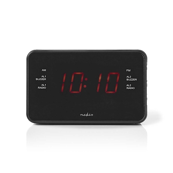 Nedis Digital vækkeur Radio | LED Display | 1x 3.5 mm Audio Input | Tidsprojektion | AM / FM | Snooze funktion | Sleep timer | Antal alarmer: 2 | Sort