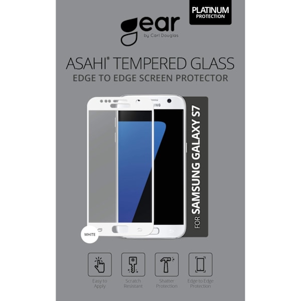 GEAR Hærdet Glas 3D Full Cover Hvid Samsung S7 Transparent