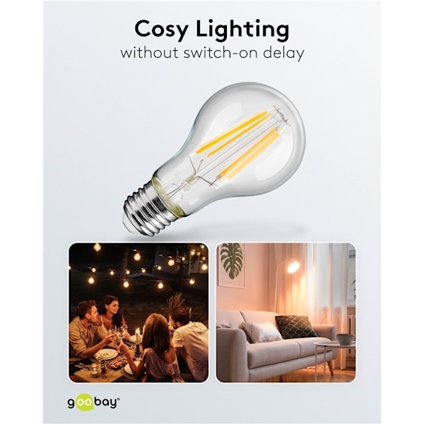 Goobay LED-lampa med glödtråd, 11 W sockel E27, varmvit, ej dimbar