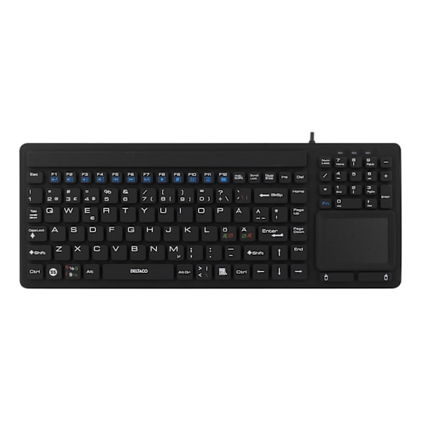 DELTACO rubberized keyboard with touchpad, IP68, 104 keys, black