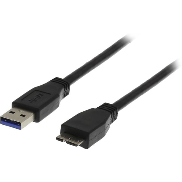 DELTACO USB 3.0 kabel, Typ A hane - Typ Micro B hane, 0,5m, svar