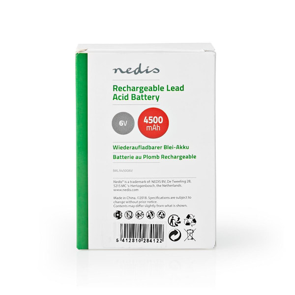 Nedis Uppladdningsbart blybatteri | Bly-syra | Uppladdningsbara | 6 V | 4500 mAh
