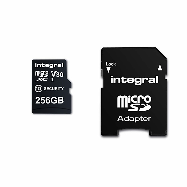 Integral 256 GB säkerhetskamera microSD-kort för färdkameror, hemmakameror, CCTV, kroppskameror och drönare