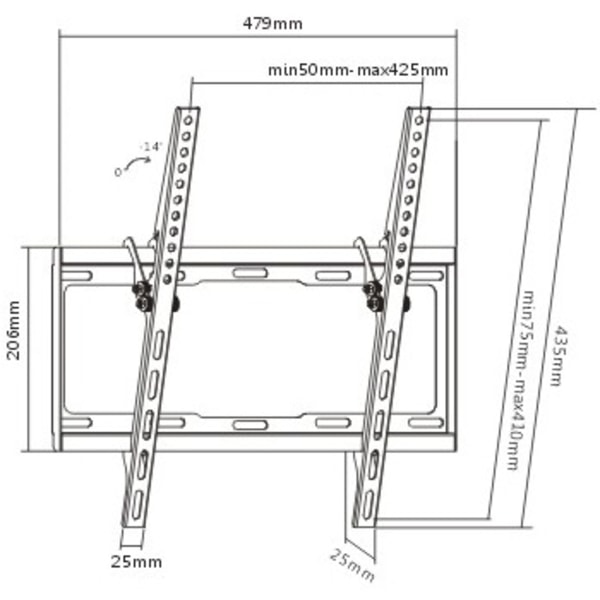 DELTACO Väggfäste, Vit (ARM-521)