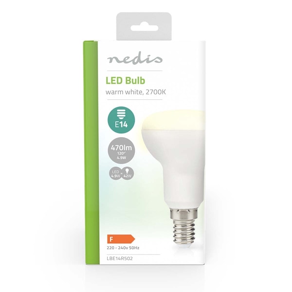 Nedis LED Pære E14 | R50 | 4.9 W | 470 lm | 2700 K | Varm Hvid | Klart | 1 stk