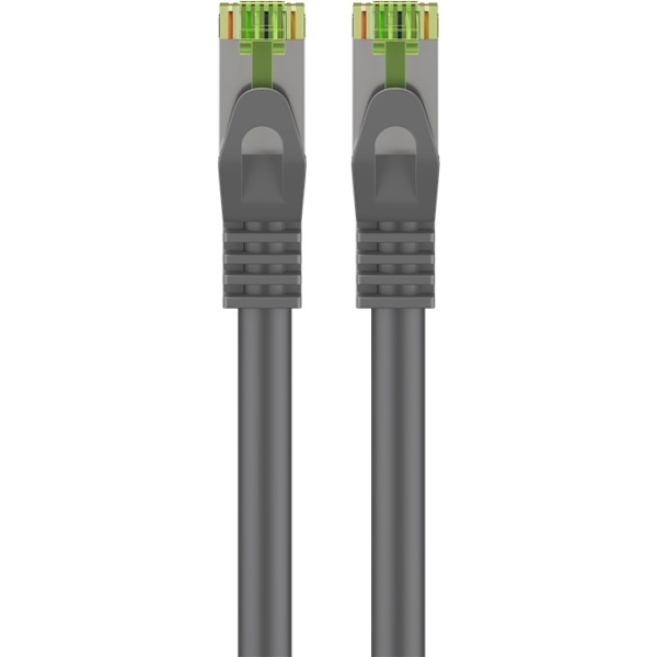 Goobay RJ45 netværkskabel med CAT 8.1 S/FTP råkabel, AWG 26, grå kobberleder, LSZH halogenfri kabelkappe, RJ45-stik (CAT 6A), 15 m