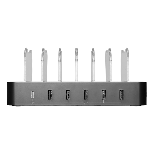 DELTACO USB-latausasema, 5x USB-A, 1x USB-C PD, 50W, musta