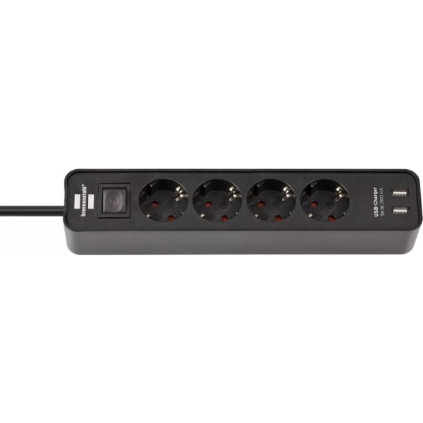 Brennenstuhl Extension Lead Ecolor with USB-Charger 4way black/b