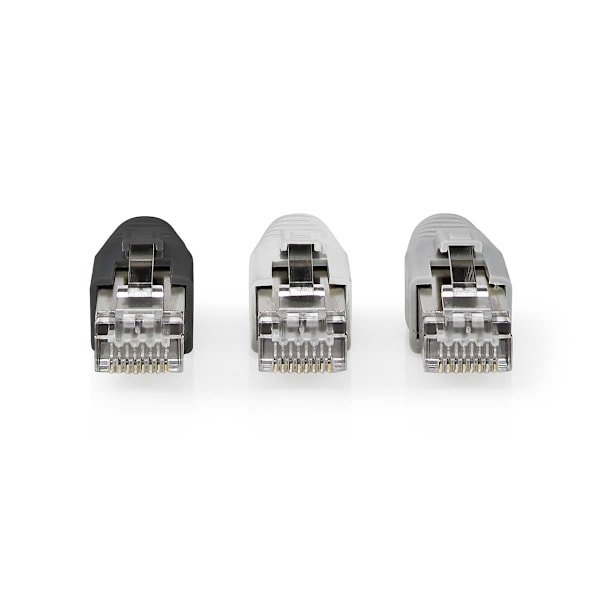Nedis RJ45-stik | RJ45 Pass Through | Fast/strenget FTP CAT6 | Lige | Guldplateret | 10 stk. | PVC | Grå / Hvid / Sort | Box