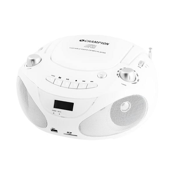Champion Boombox CD/Radio/MP3/USB White