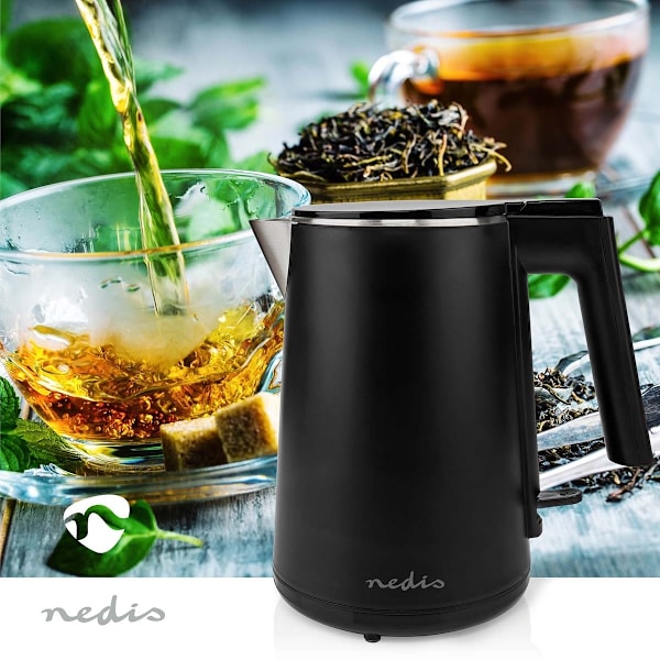 Nedis Vatten kokare | 1.0 l | Plast | Svart | Roterbar 360 grader | Dolt värmeelement | Strix® kontroll | Koka-tort funktion