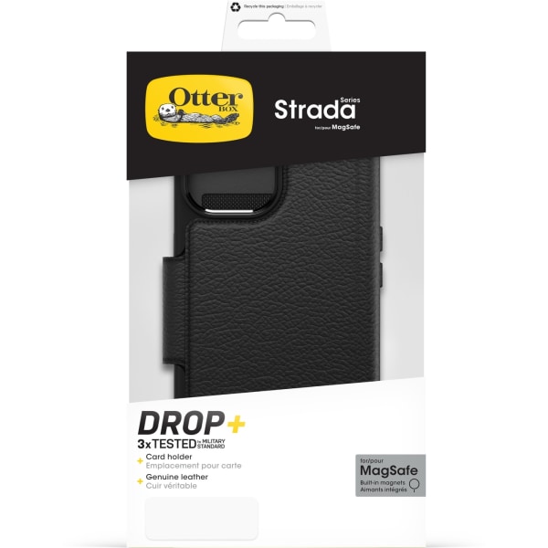 Otterbox Strada MagSafe -lompakkokotelo, iPhone 15, musta Svart