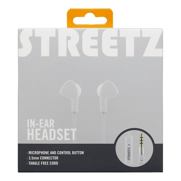 STREETZ kuulokemikrofoni, in-ear, ohjauspainike, sotkeutumaton, valk. Vit