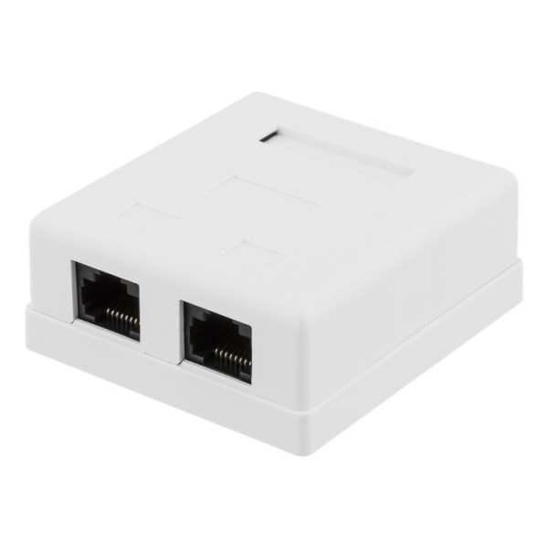 DELTACO unshielded network socket, Surface UTP 2xRJ45, Cat6, whi