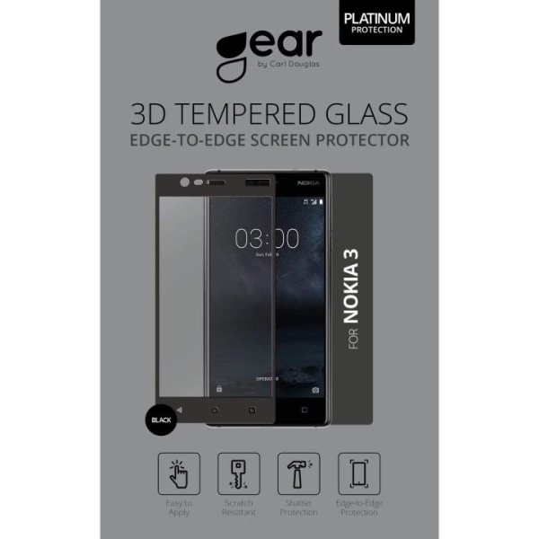 GEAR Karkaistu lasi 2.5D Nokia 3 Transparent