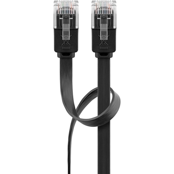 Goobay CAT 6 flad netværkskabel, U/UTP, sort kobberleder (CU), 1 m