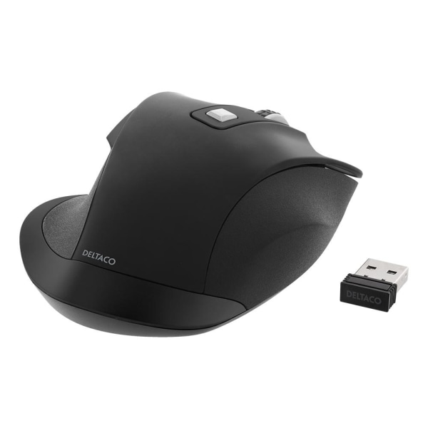 DELTACO Office Trådløs ergonomisk mus, lydløse klik, 2400 DPI