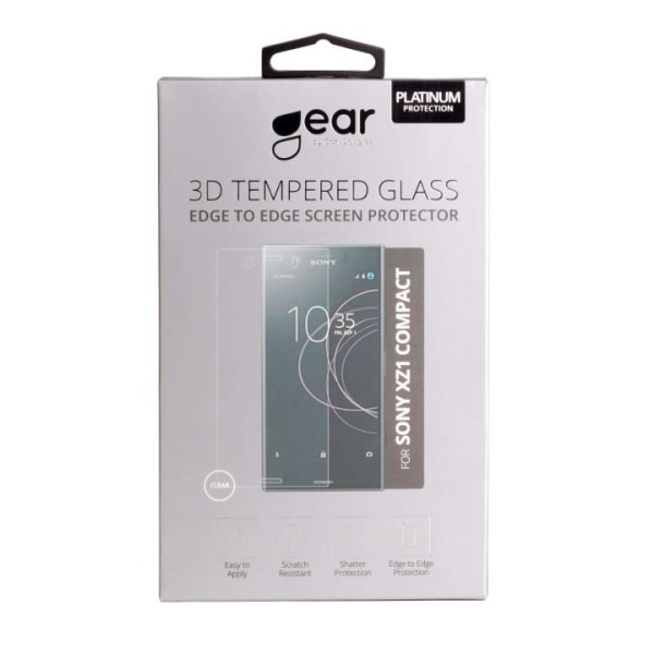 GEAR Karkaistu Lasi 3D Full Cover Transp. Sony Xperia XZ1 Transparent