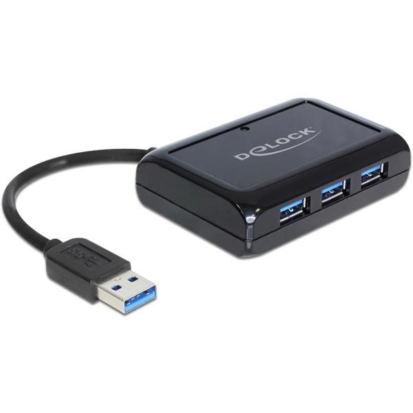 DeLOCK USB 3.0 Hub + Gigabit LAN, 3-port USB 3.0 hubb med Ethern
