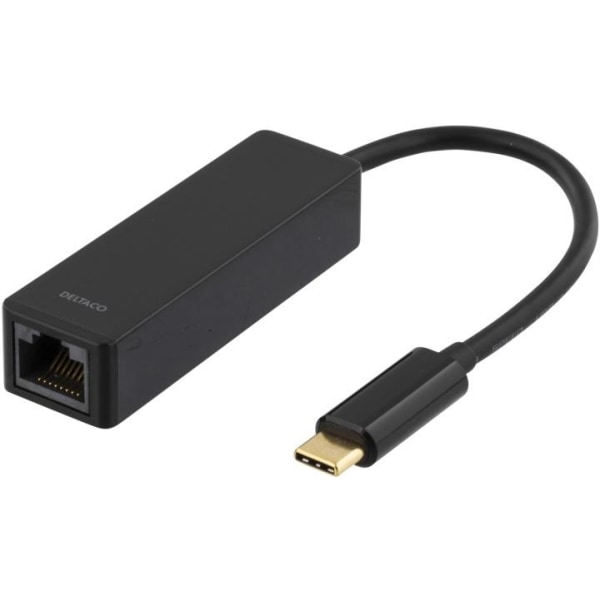 DELTACO, USB 3.1 netværksadapter, 1xRJ45, 1xUSB-C han, sort