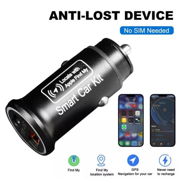 Billaddare 1 x USB + 1 x USB-C kompatibel med Hitta min iPhone