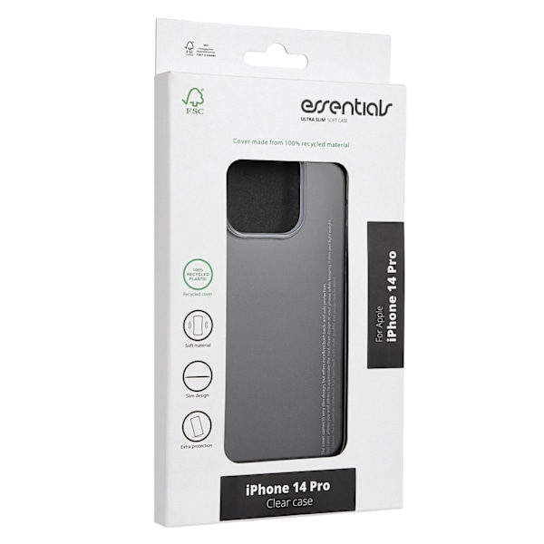 Essentials iPhone 14 Pro genanvendt TPU-cover, transparent Transparent