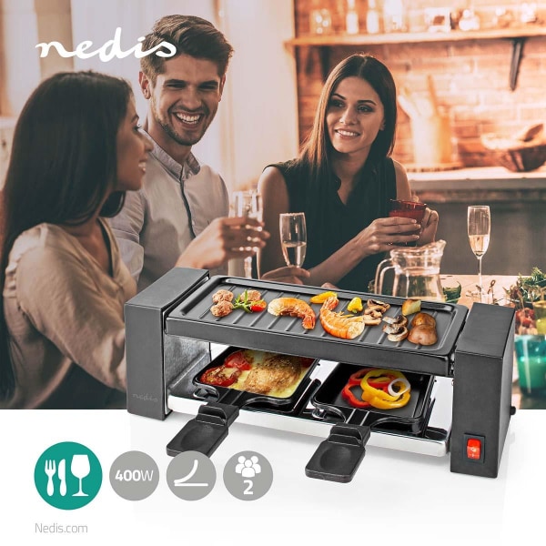 Nedis Gourmet / Raclette | Grill | 2 Personer | Spatel | Non-sti