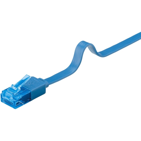 Goobay CAT 6A platt patchkabel, U/UTP, blå kopparledare (CU), 2 m