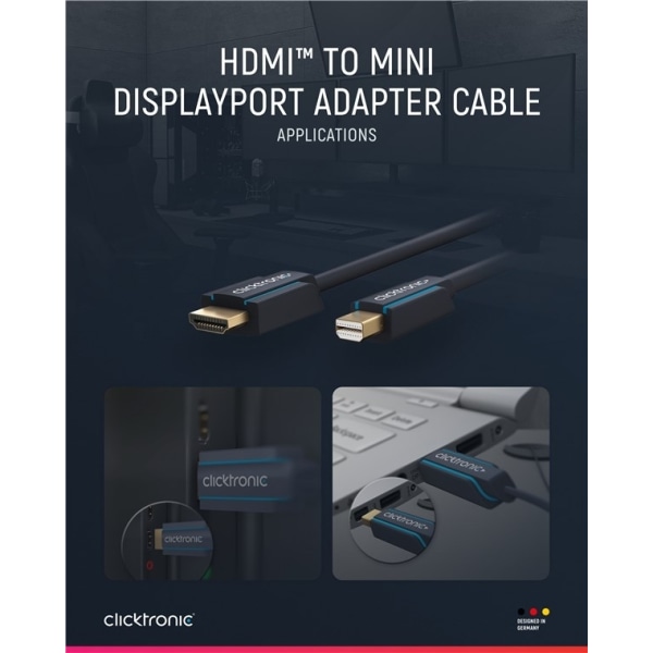 ClickTronic Aktivt mini DisplayPort™ til HDMI™-adapterkabel prem