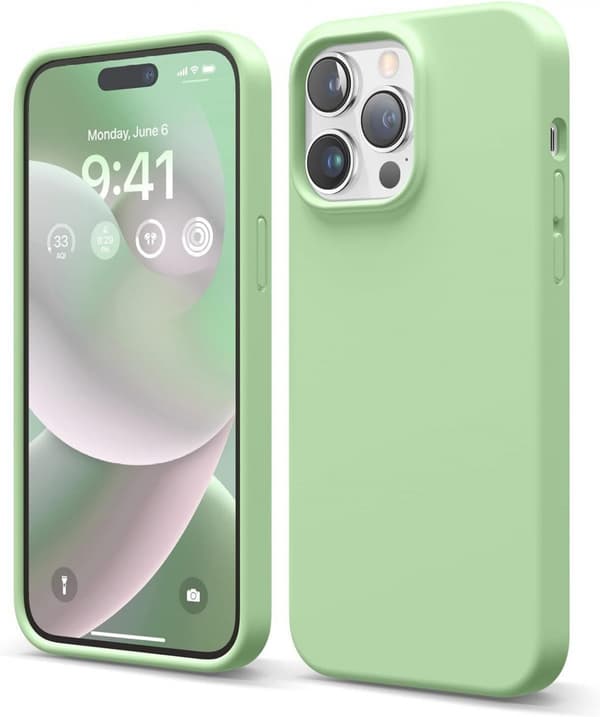 Silikonikuori iPhone 15 Prolle, Vaaleanvihreä Grön
