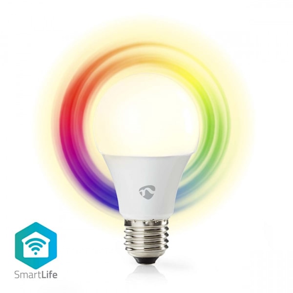 Nedis SmartLife Fuld Farve Pære | Wi-Fi | E27 | 806 lm | 9 W | RGB / Varm til kølig hvid | 2700 - 6500 K | Android™ / IOS | Pære | 1 stk