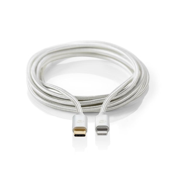 Nedis Lightning Kabel | USB 2.0 | USB-C™ Hane | Apple Lightning, 8-stifts | 480 Mbps | Guldplaterad | 2.00 m | Rund | Flätad / Nylon | Aluminium | Kar