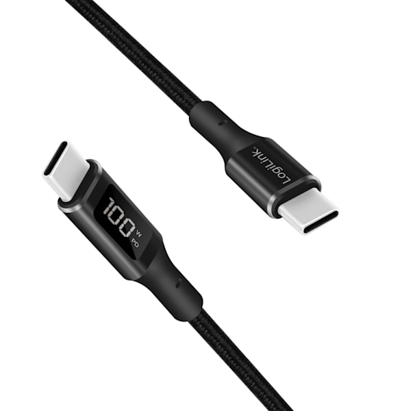 LogiLink USB-C - USB-C-kabel med display 100W 1 m Svart