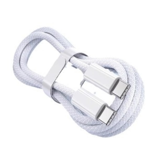 Flätad USB-C kabel - 1,5 m - Vit - iPhone 15 kompatibel - Nylon