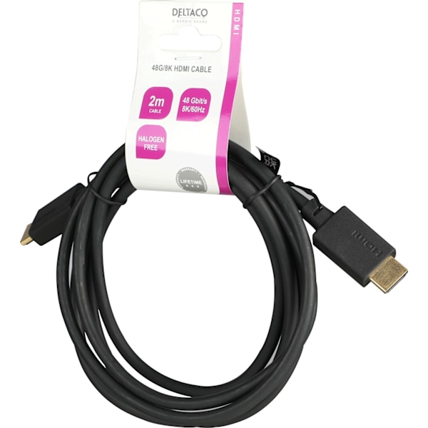 DELTACO ULTRA High Speed HDMI-cable, 48Gbps, 2m, black