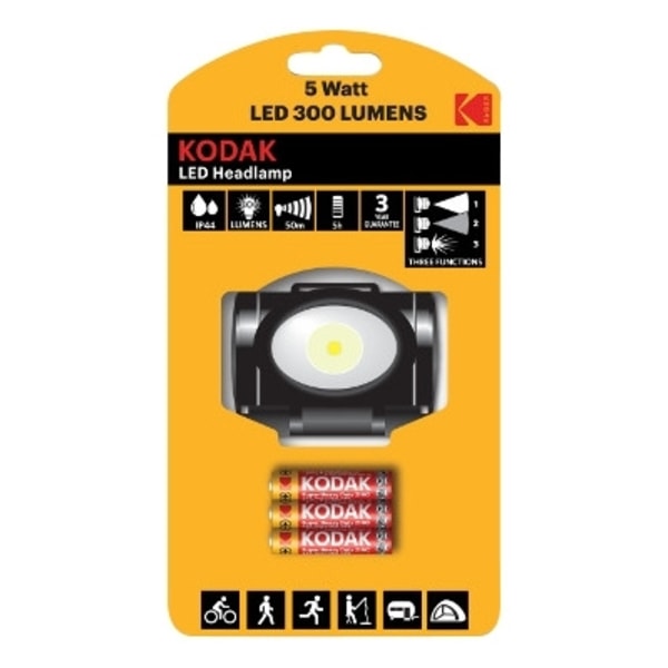 KODAK LED Headlamp 300lm incl.3xAAA musta, Punainen